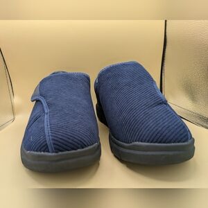 FitVille Mens Diabetic Shoes SZ 8.5EW  Winter Slippers w/ Fur Lining Blue